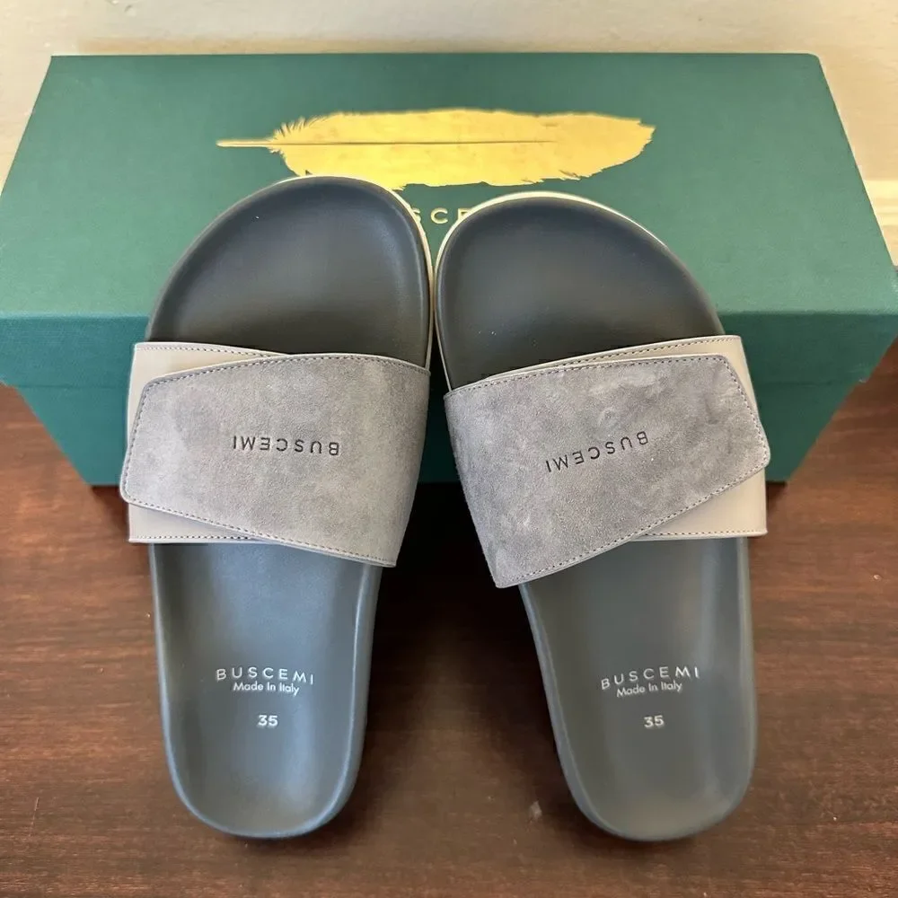 Buscemi Women’s leather upper/ lining lightweight handcrafted slide sandal Sz 35